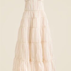 J. Crew Cream Tiered Midi Dress
